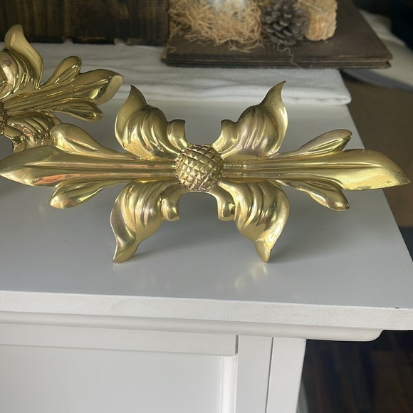 Vintage Pair Heavy Brass Wall Curtain Drape Tieback Holders/Bow Art Nouveau 🎀 - Picture 3 of 9